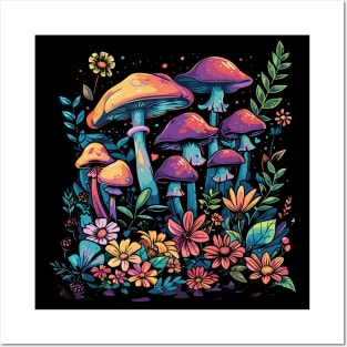 Goblincore Cozy Purple Dark Cottagecore Mushroom Floral Posters and Art